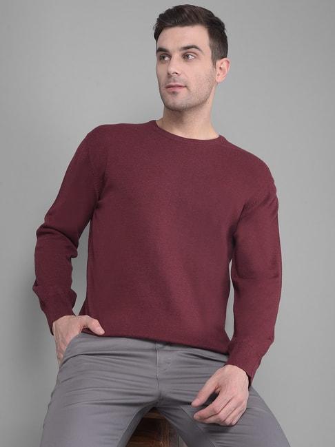 Crimsoune Club Maroon Cotton Regular Fit Sweater