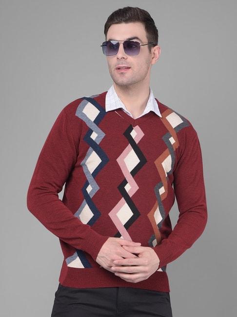 crimsoune-club-maroon-regular-fit-self-pattern-sweater
