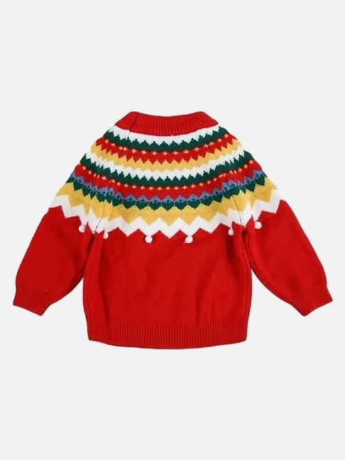 Little Surprise Box Kids Maroon Embroidered Full Sleeves Sweater