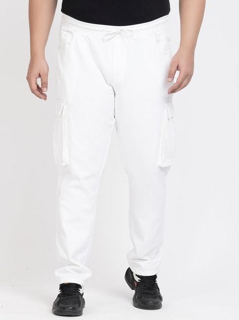 Bene Kleed White Cotton Regular Fit Cargo Jeans