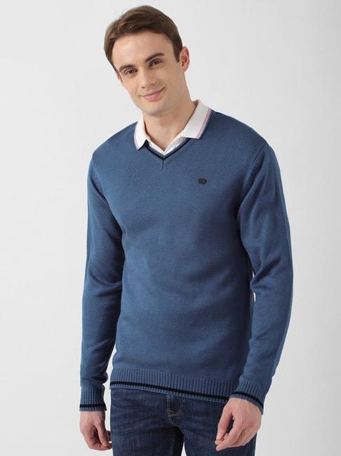Peter England Blue Regular Fit Sweater