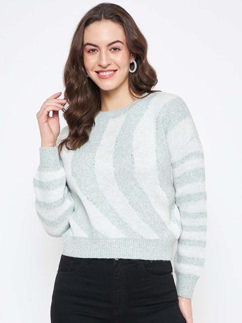 Camla Green & White Color-Block Sweater
