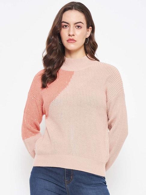 Camla Dusty Pink Color-Block Sweater