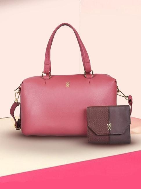 Baggit Pink Textured Duffle Bag