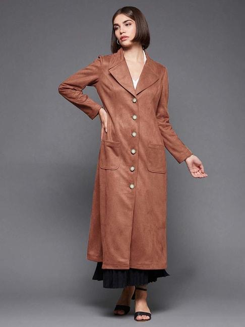 Miss Chase Brown Relaxed Fit Long Jacket