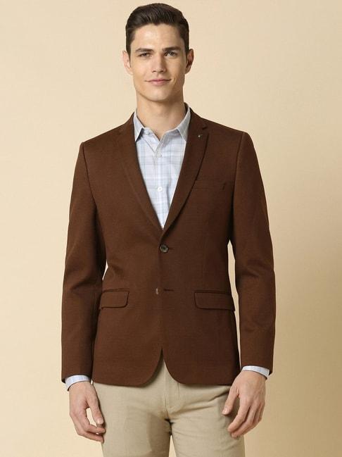allen-solly-brown-slim-fit-texture-blazer