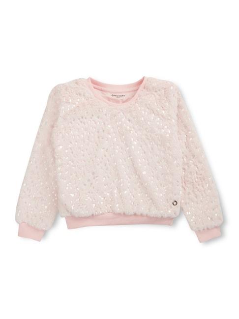 Gini & Jony Kids Pink Embellished Full Sleeves Sweatshirt