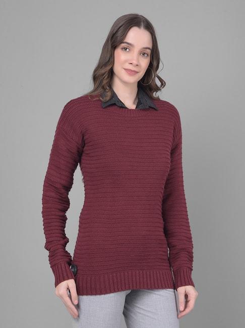crimsoune-club-maroon-self-design-sweater