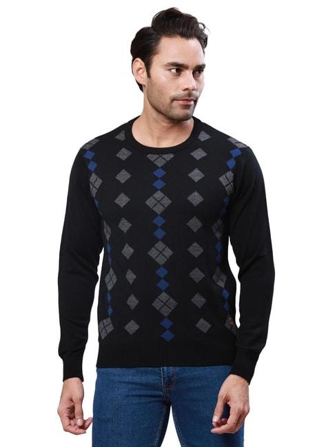 Raymond Coal Black Regular Fit Argyle Sweater