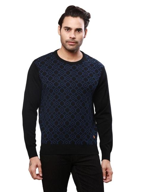 Raymond Black Regular Fit Self Pattern Sweater