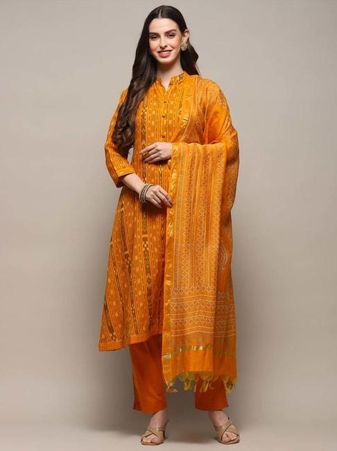 Biba Orange Cotton Printed Unstitched Dress Material