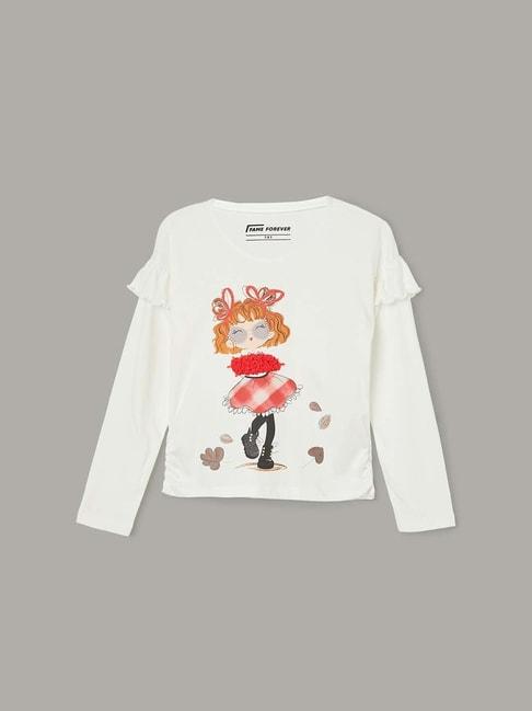 Fame Forever by Lifestyle Kids White Cotton Printed Full Sleeves Tee