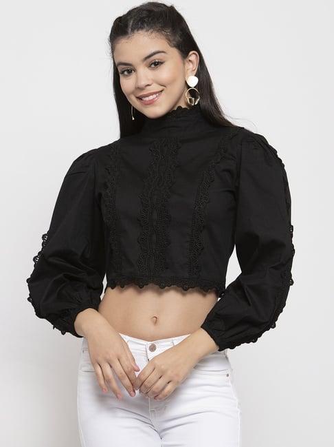 kassually-black-cotton-lace-crop-top