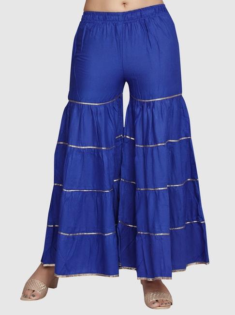 Aarika Blue Cotton Striped Sharara
