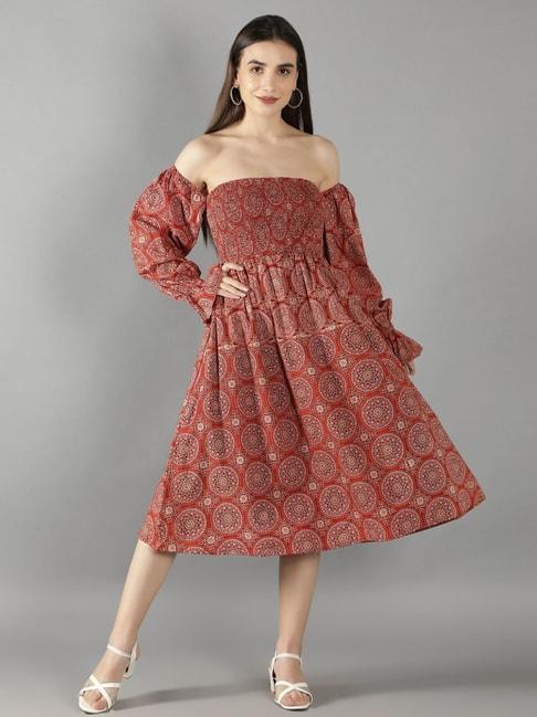 kaori-by-shreya-agarwal-rust-cotton-printed-a-line-dress