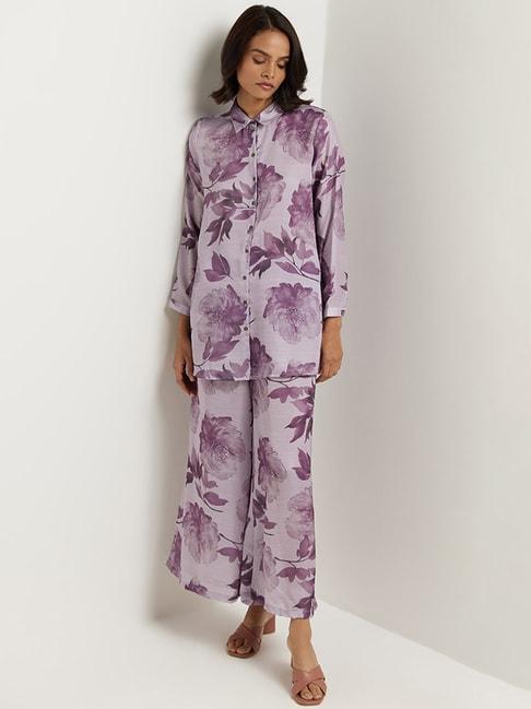 Vark by Westside Lilac Floral Printed Tunic and Palazzos