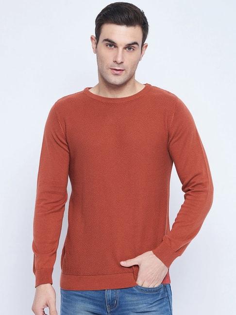 camla-brunt-orange-regular-fit-round-neck-sweater