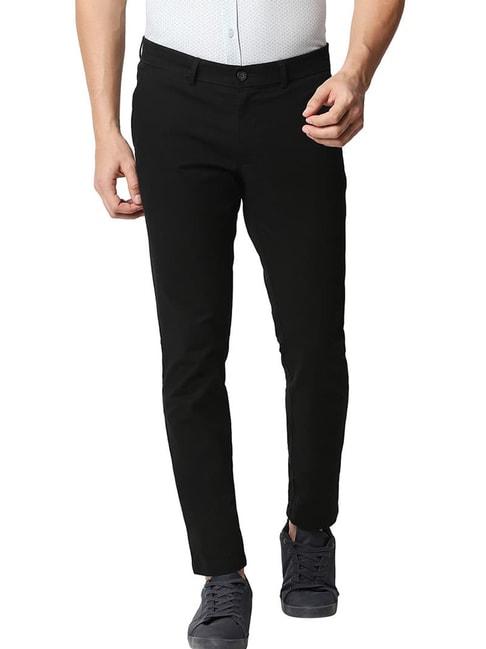 basics-phantom-black-cotton-tapered-fit-trousers