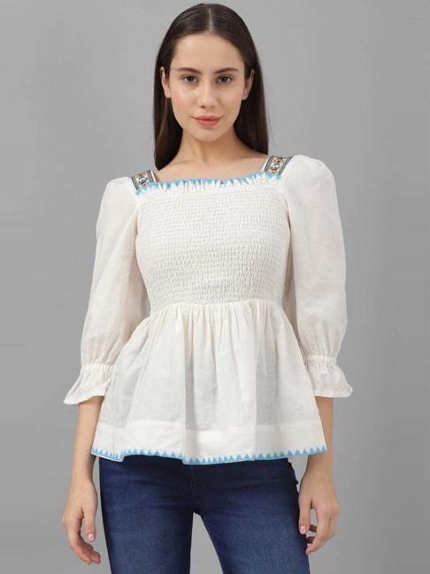Allen Solly White Embroidered Top