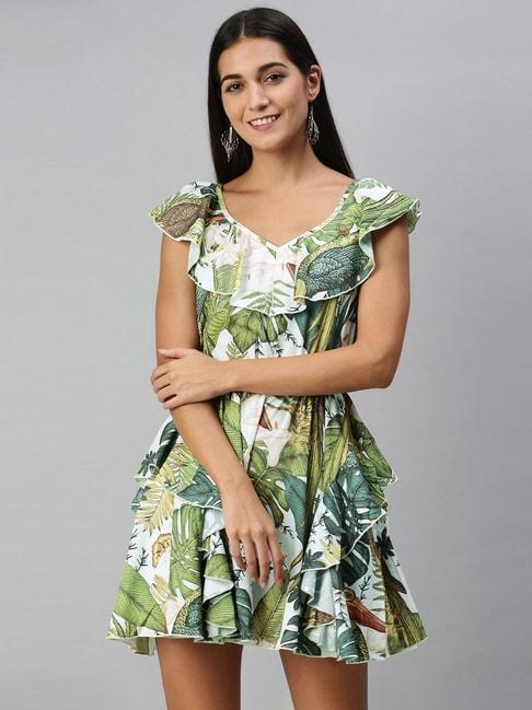 kassually-green-&-white-printed-playsuit