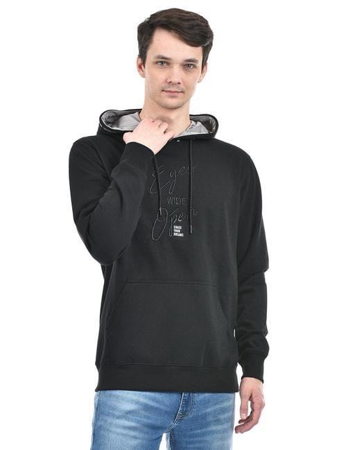 Lawman Pg3 Black Regular Fit Embroidered Hooded Sweatshirt