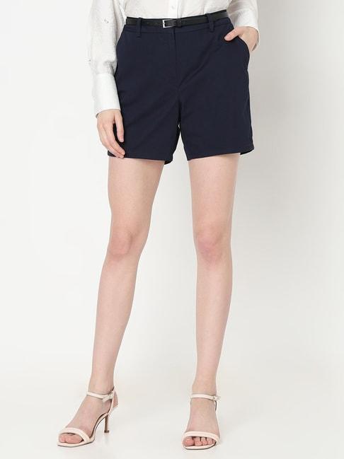 Vero Moda Navy Cotton Regular Fit Shorts
