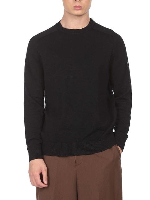 calvin-klein-black-cotton-slim-fit-sweater