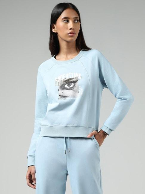 studiofit-by-westside-light-blue-typographic-printed-sweatshirt
