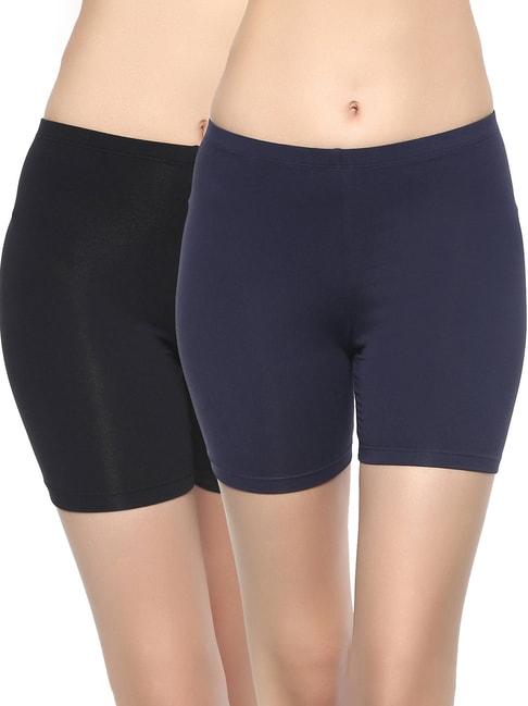 Soie Black & Navy Cycling Shorts - Pack of 2
