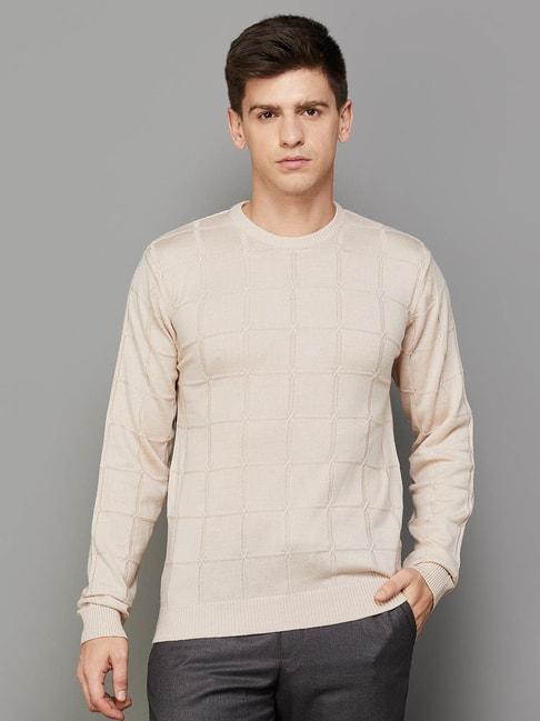 code-by-lifestyle-sand-regular-fit-checks-sweater