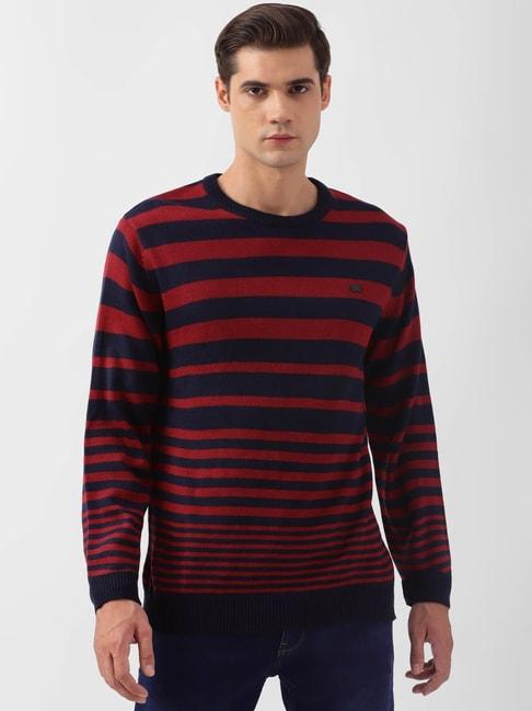 peter-england-casuals-navy-blue-&-red-regular-fit-striped-sweater