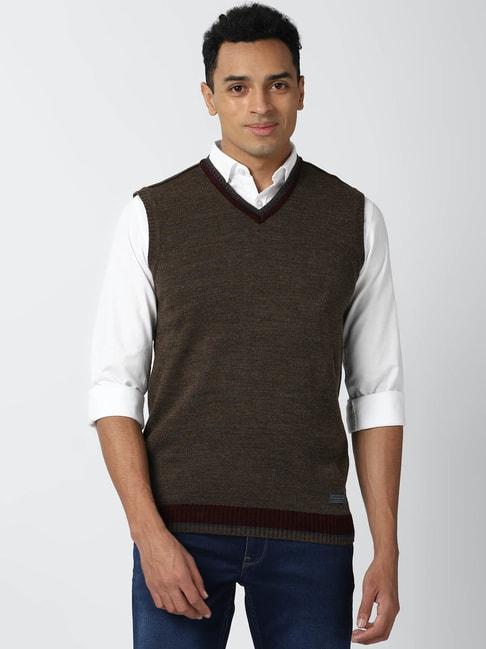 Peter England Casuals Brown Regular Fit Texture Sweater