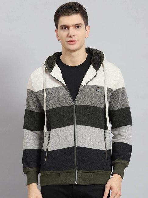 monte-carlo-beige-regular-fit-striped-hooded-sweatshirt