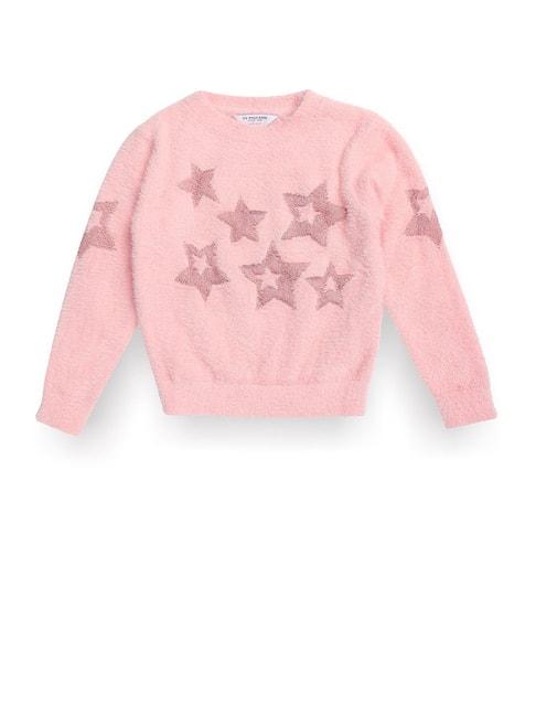 U.S. Polo Assn. Kids Pink Self Design Full Sleeves Sweater