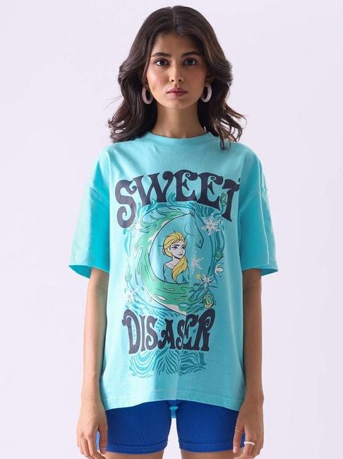 The Souled Store Blue Cotton Printed T-Shirt