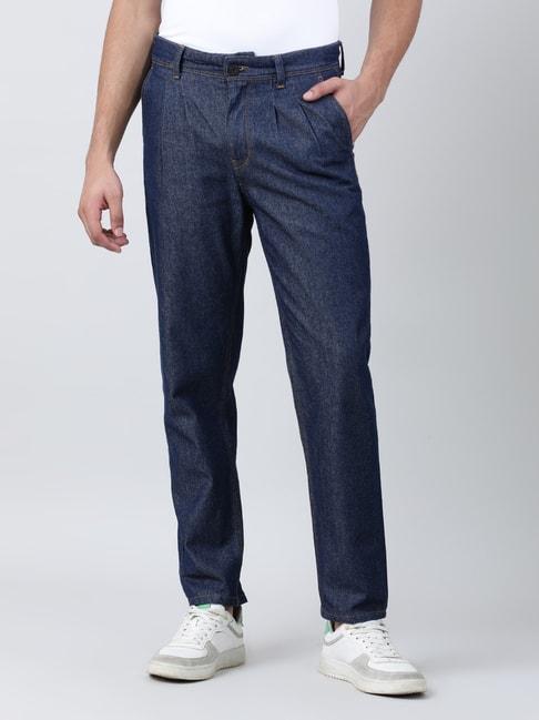 Bene Kleed Navy Tapered Fit Cotton Lightly Washed Jeans