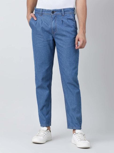 Bene Kleed Blue Tapered Fit Cotton Lightly Washed Jeans