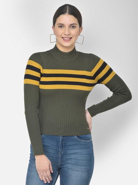 numero-uno-olive-cotton-striped-sweater