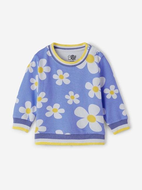 The Souled Store Kids Blue & White Cotton Floral Print Full Sleeves Sweatshirt
