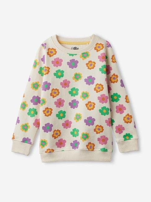 The Souled Store Kids Multicolor Cotton Floral Print Full Sleeves Sweatshirt