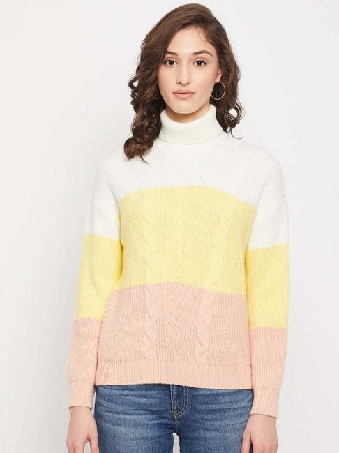MADAME Multicolored Cotton Color-Block Sweater