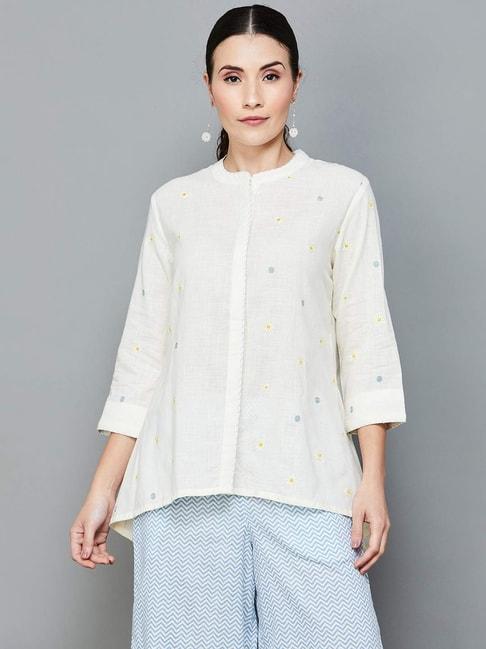 Melange by Lifestyle Off-White Cotton Floral Print Tunic