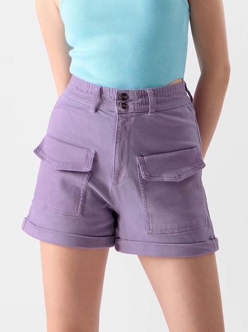 The Souled Store Purple Cotton Shorts