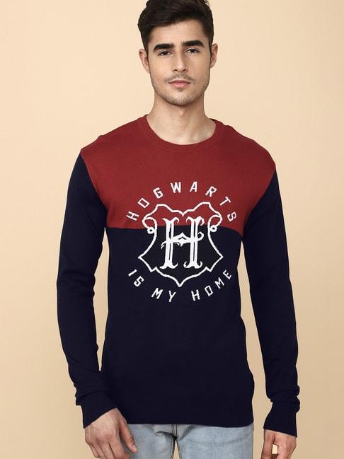 free-authority-navy-&-red-regular-fit-harry-potter-printed-sweater