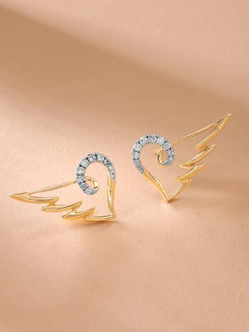 Mia by Tanishq Winged Heart 14k Gold & Diamond Stud Earring for Women