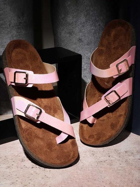 Mozafia Women's Light Pink Toe Ring Sandals