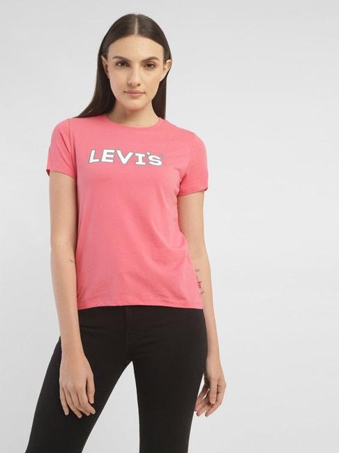 Levi's Pink Cotton Logo Print T-Shirt
