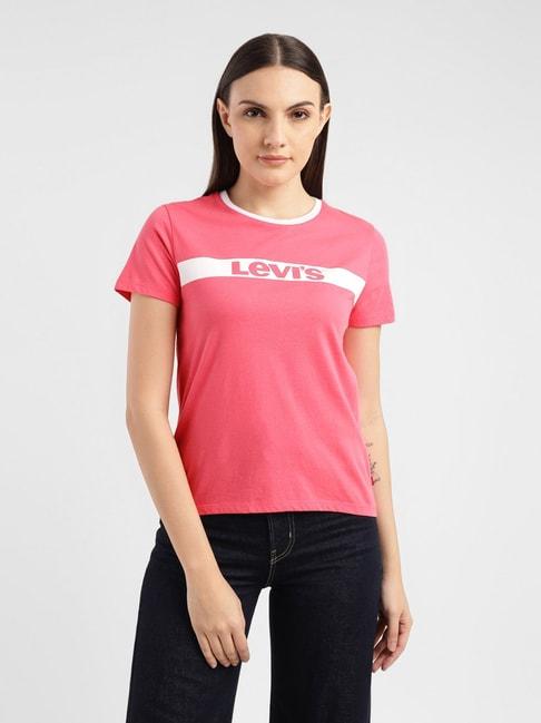 Levi's Pink Cotton Logo Print T-Shirt