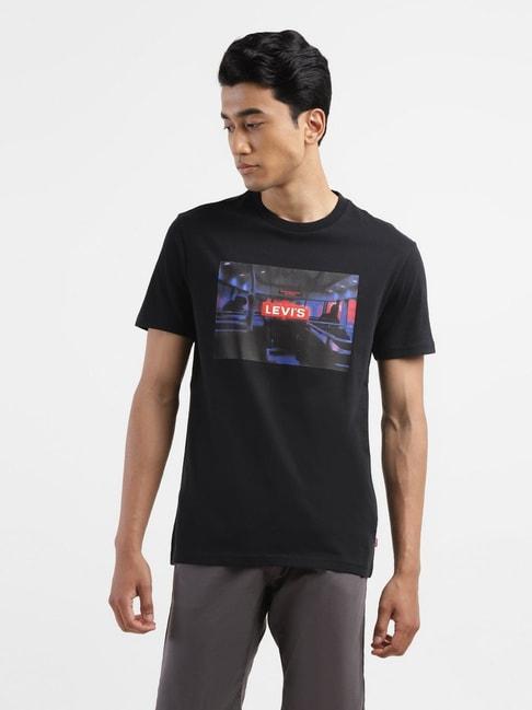 levi's-black-cotton-regular-fit-printed-t-shirt