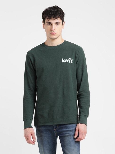 levi's-green-cotton-regular-fit-logo-printed-t-shirt